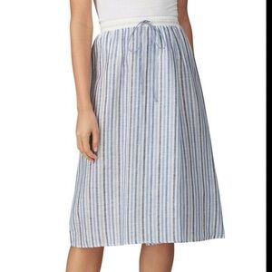 Sita Murt Blue and White Linen Stripe Midi Skirt